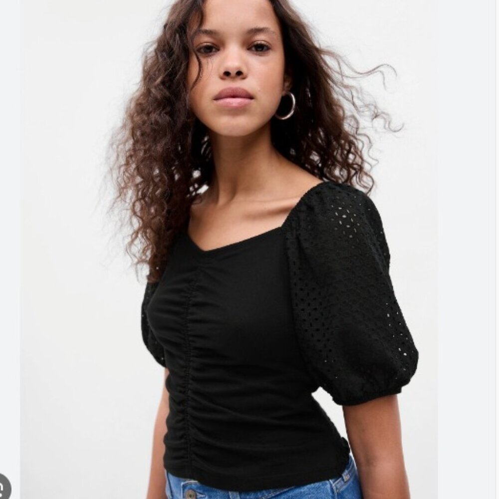 Gap - Ruched Top, Black, XXS